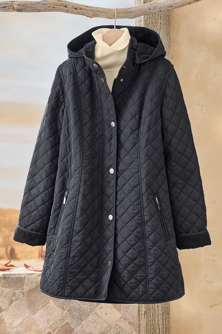 Quilted Hooded Winter Car Coat for Women