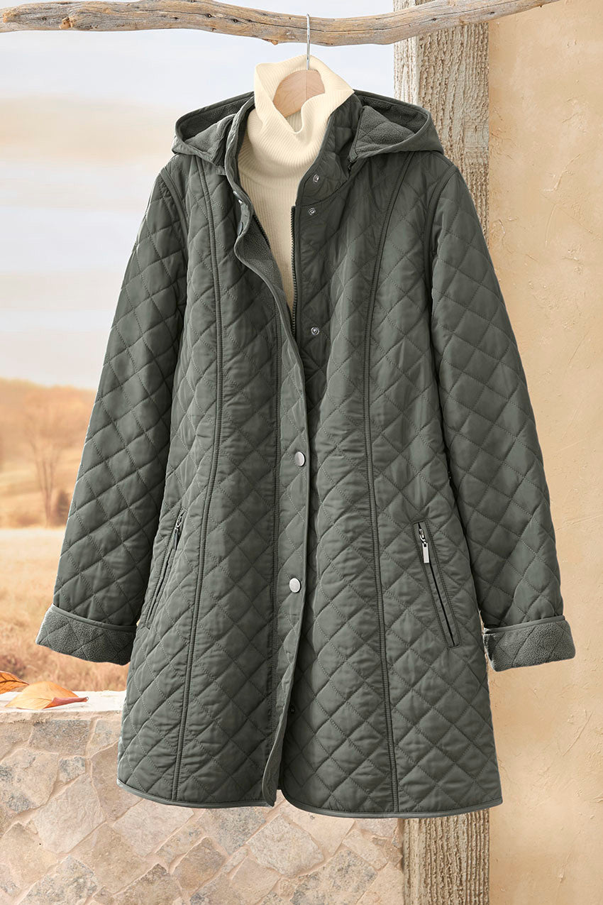 Quilted Hooded Winter Car Coat for Women