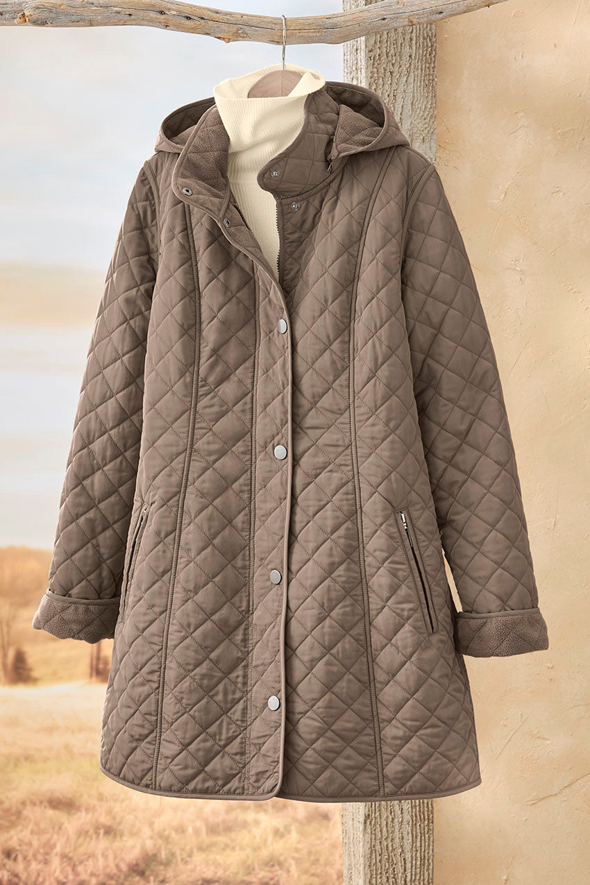 Quilted Hooded Winter Car Coat for Women