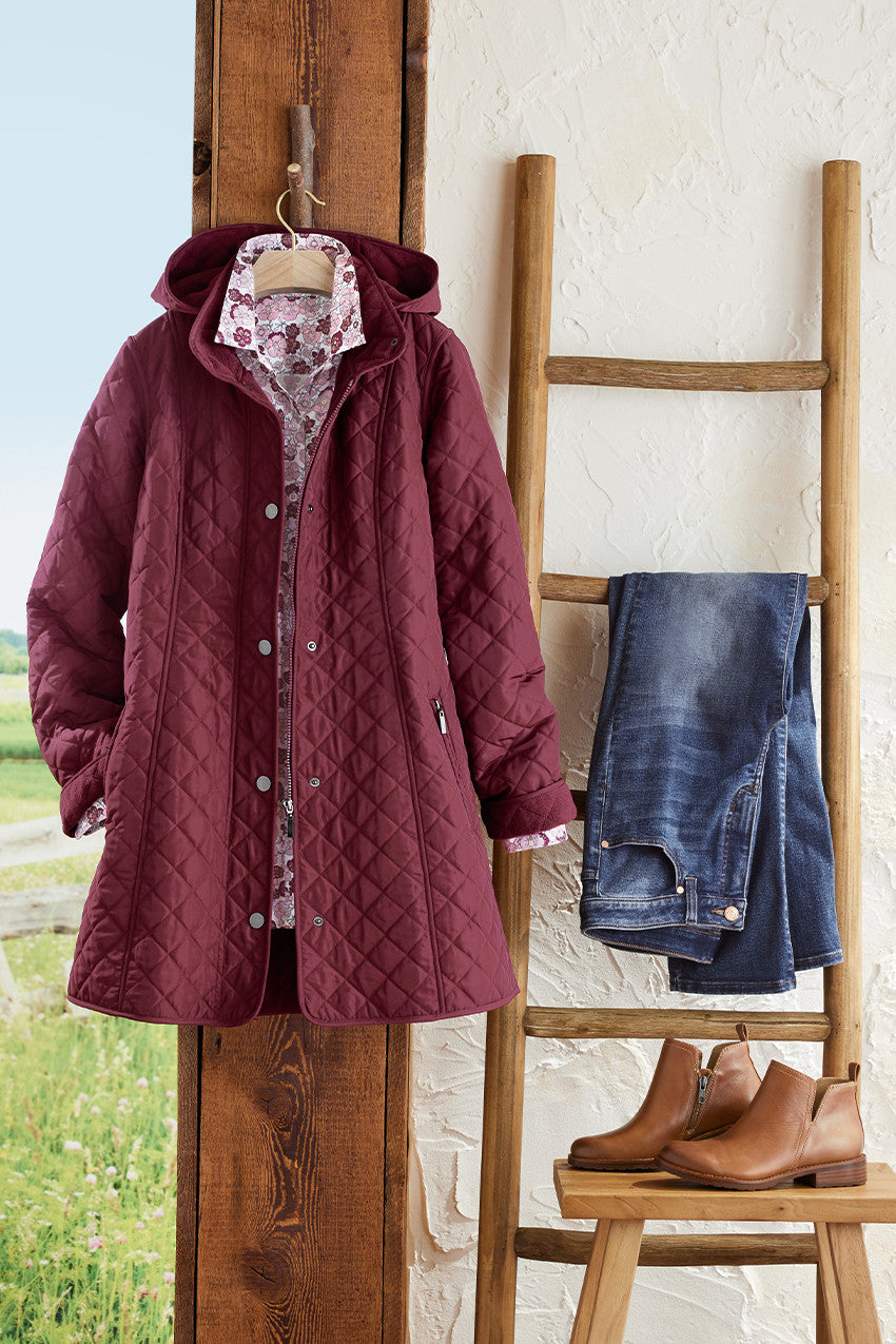 Quilted Hooded Winter Car Coat for Women