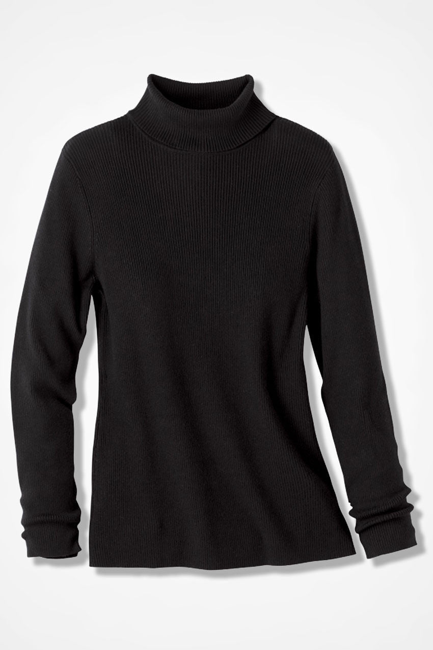Women's Fine-Gauge Ribbed Turtleneck Sweater