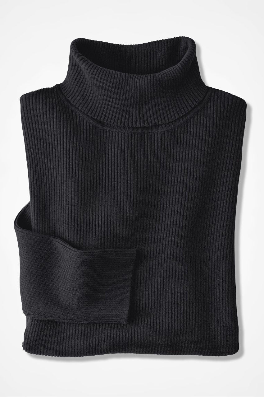 Women's Fine-Gauge Ribbed Turtleneck Sweater