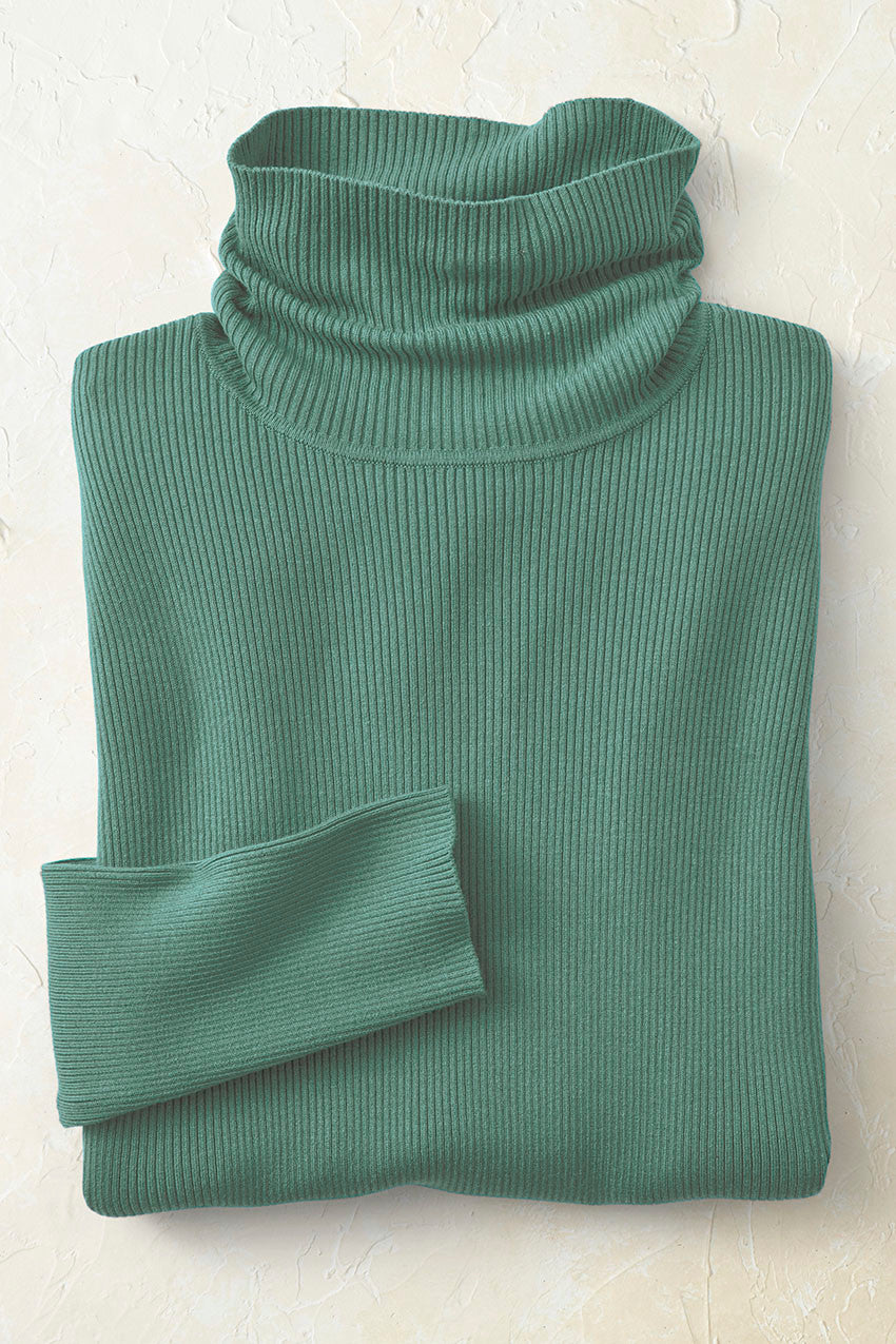 Women's Fine-Gauge Ribbed Turtleneck Sweater