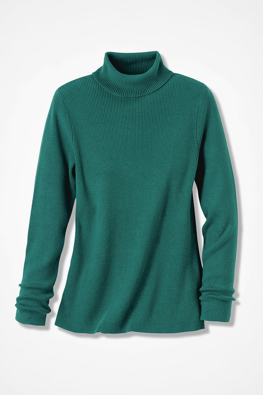 Women's Fine-Gauge Ribbed Turtleneck Sweater