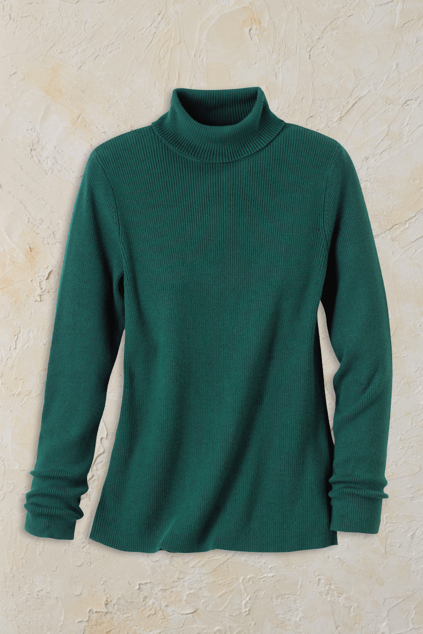 Women's Fine-Gauge Ribbed Turtleneck Sweater