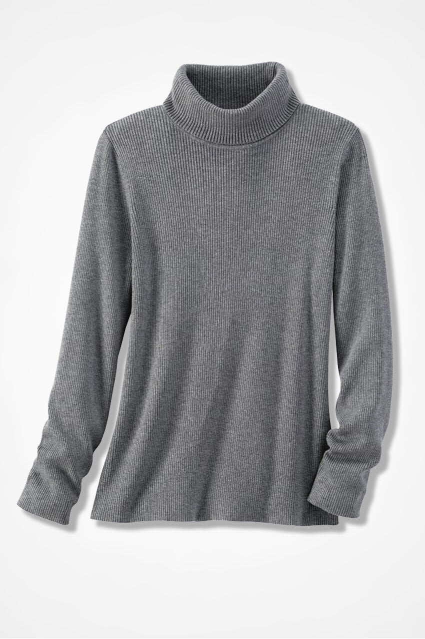 Women's Fine-Gauge Ribbed Turtleneck Sweater
