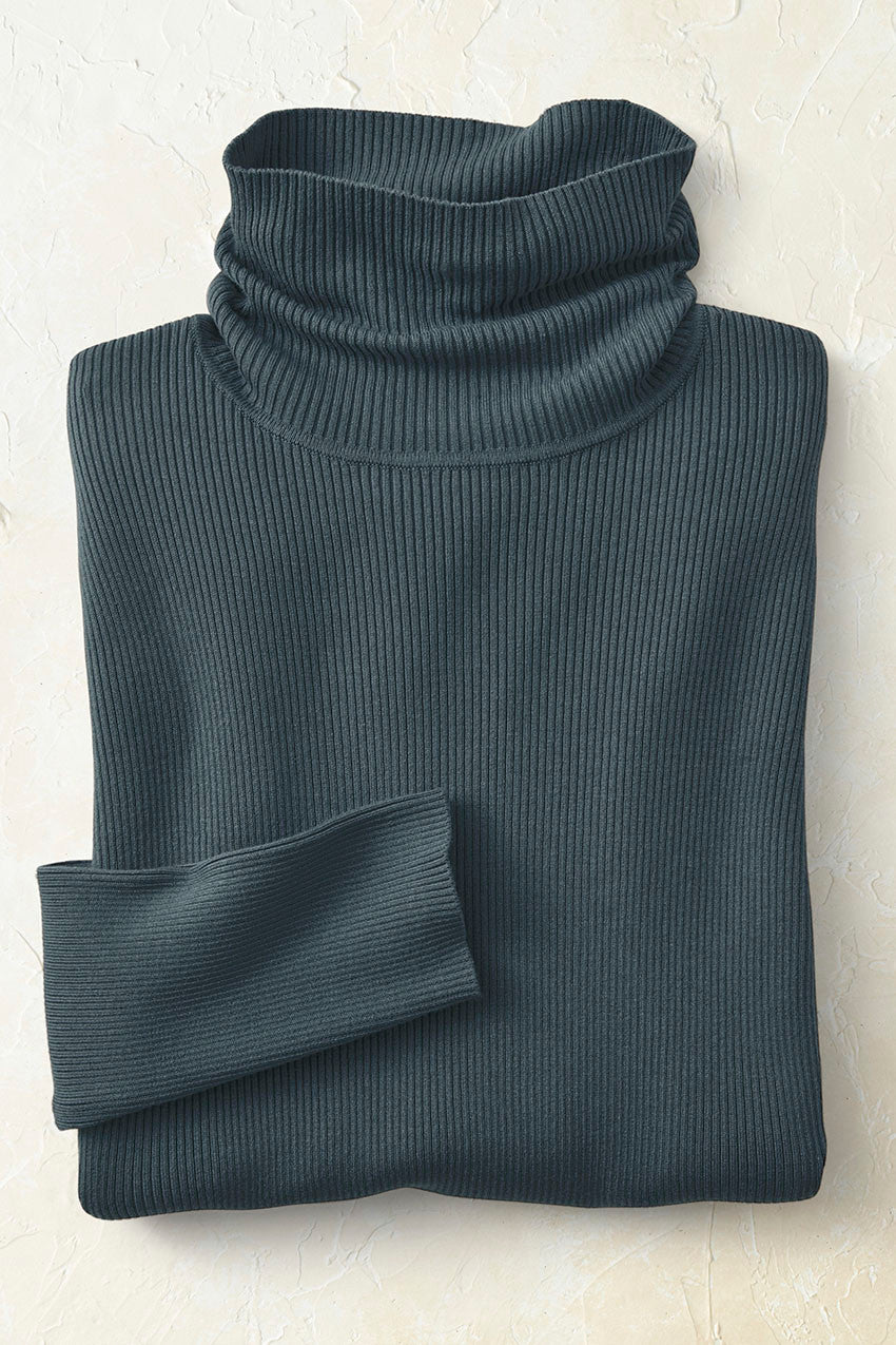 Women's Fine-Gauge Ribbed Turtleneck Sweater