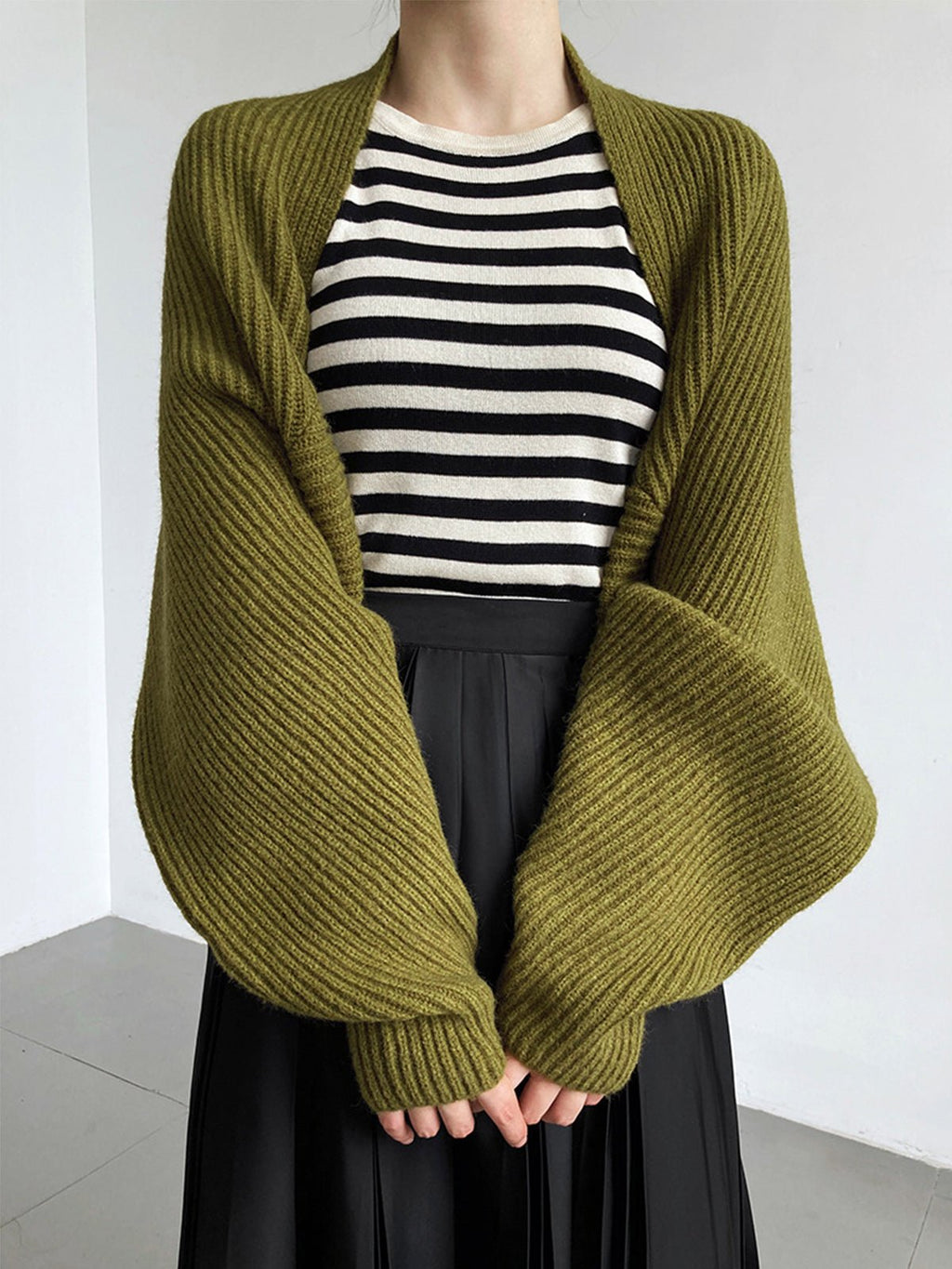Women Cardigan & Sweater Cardigan – Solid Open-Front Shrug Cardigan