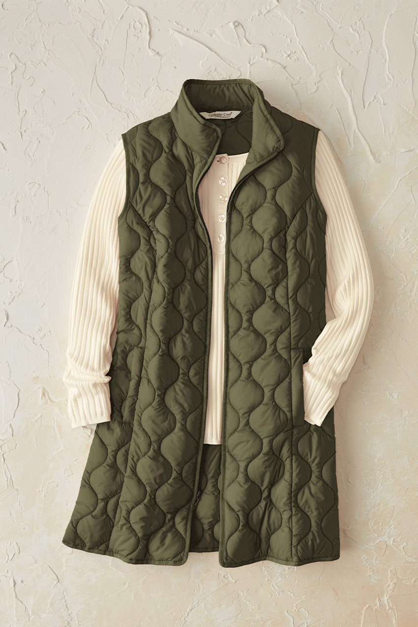 Women's Ultra-Lightweight Long Quilted Vest