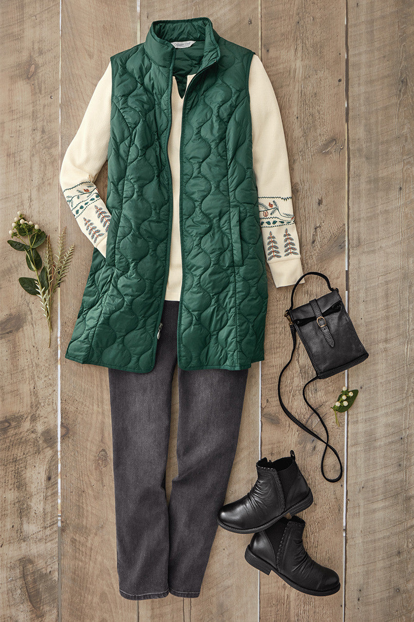 Women's Ultra-Lightweight Long Quilted Vest