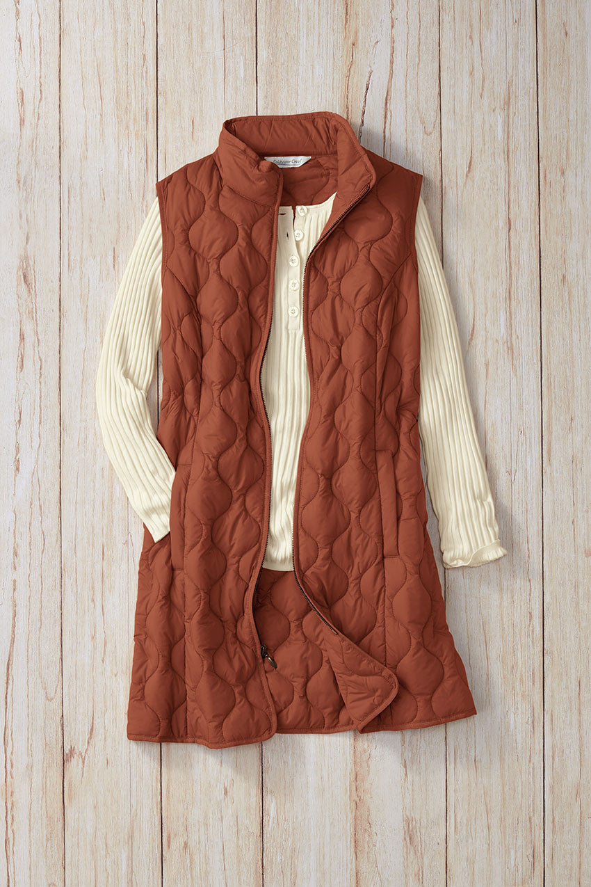 Women's Ultra-Lightweight Long Quilted Vest