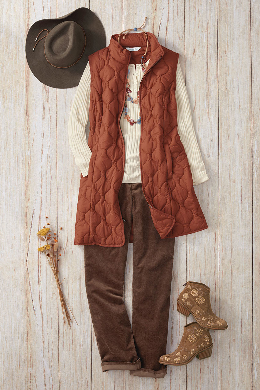 Women's Ultra-Lightweight Long Quilted Vest
