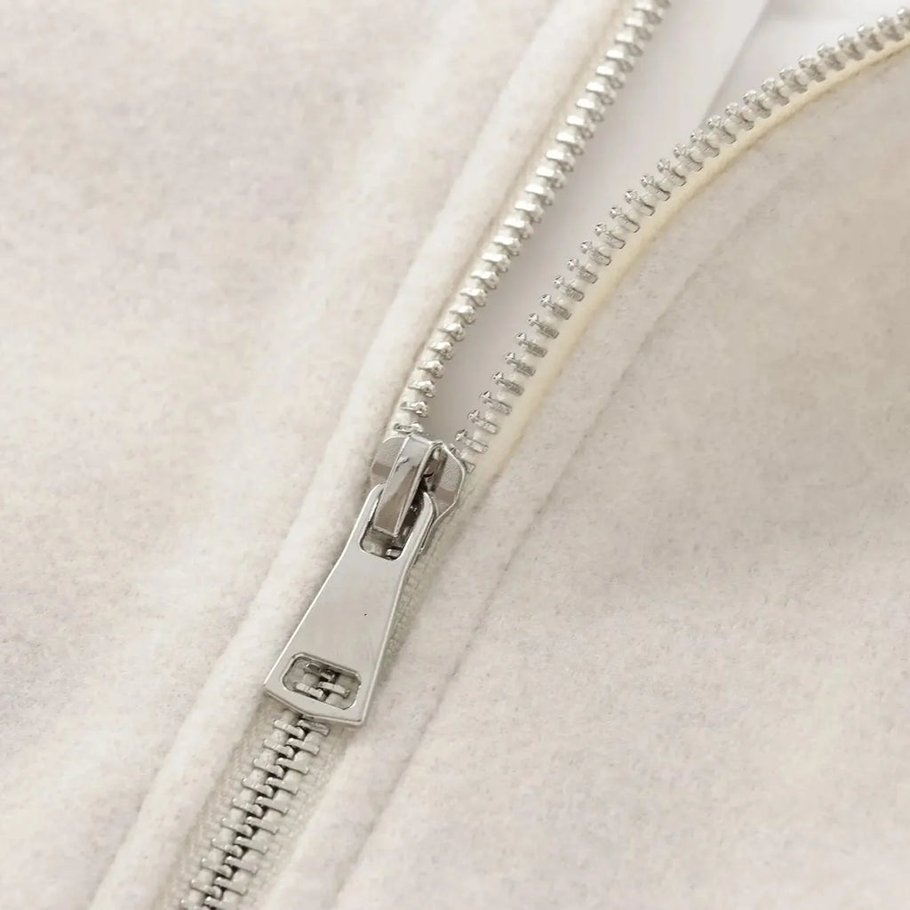 Women's Textured Cropped Zip Front Bomber Jacket – Balloon Sleeve Casual Outerwear