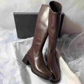 Women's Faux Leather Square Toe Knee-High Boots