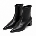Aria | Women's Pointed Toe Block Heel PU Leather Ankle Boots