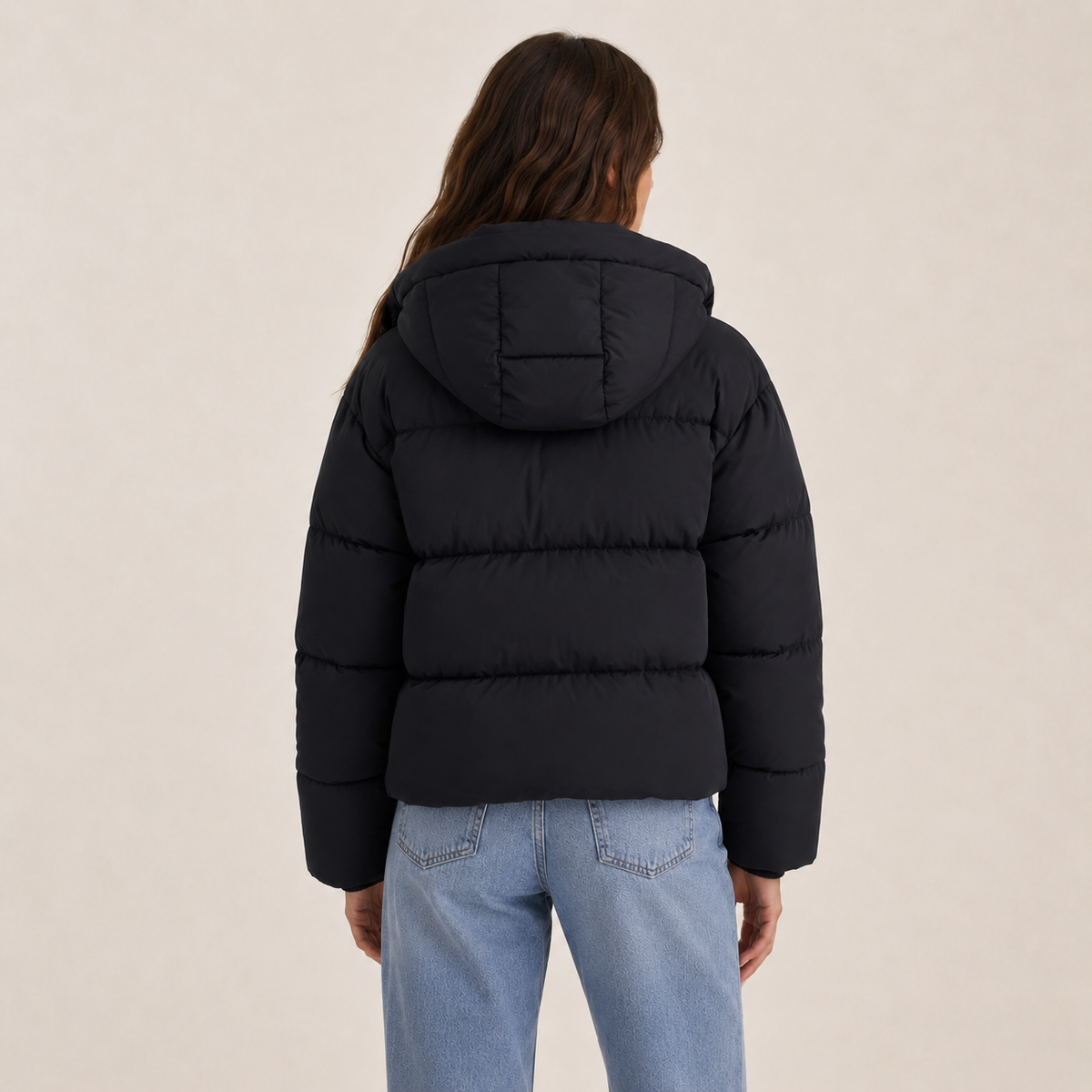 Women's Short Winter Puffer Jacket with Removable Hood