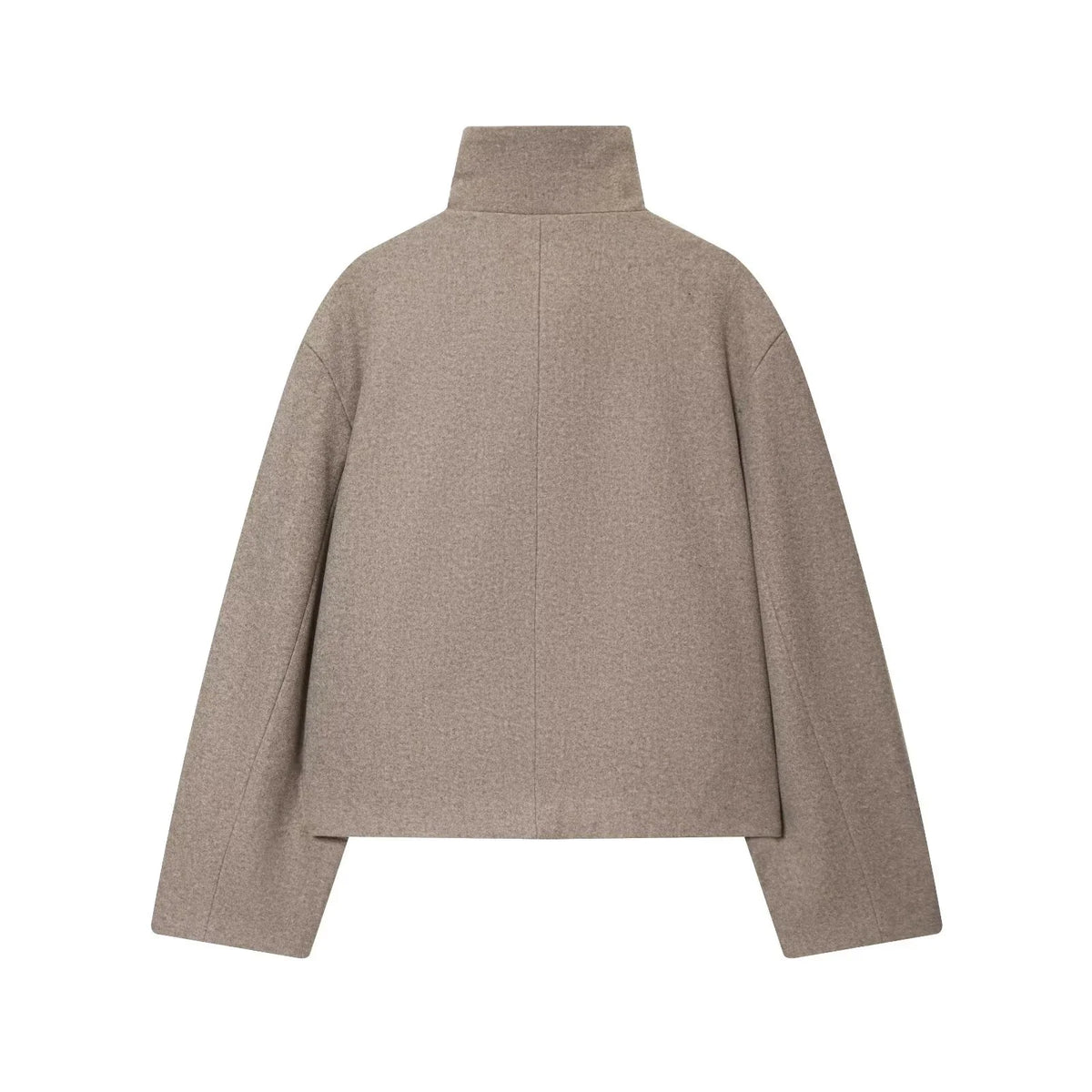 Women's Textured High Collar Winter Jacket – Side Button Short Structured Outerwear