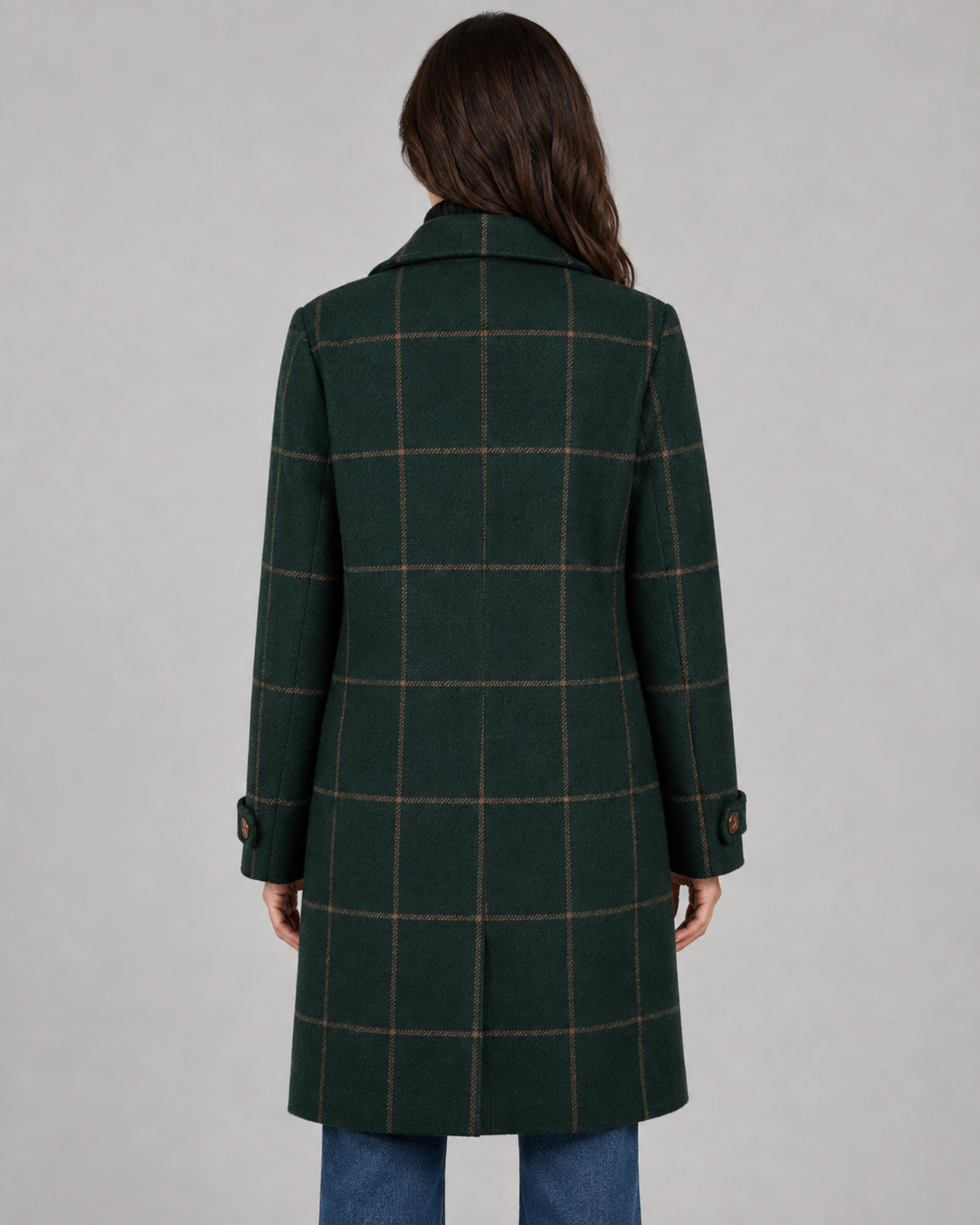 Women's Windowpane Check Long Winter Coat – Tailored Outerwear